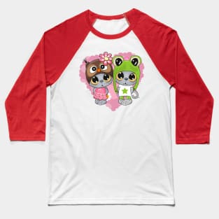 Cute kittens on a pink heart background Baseball T-Shirt